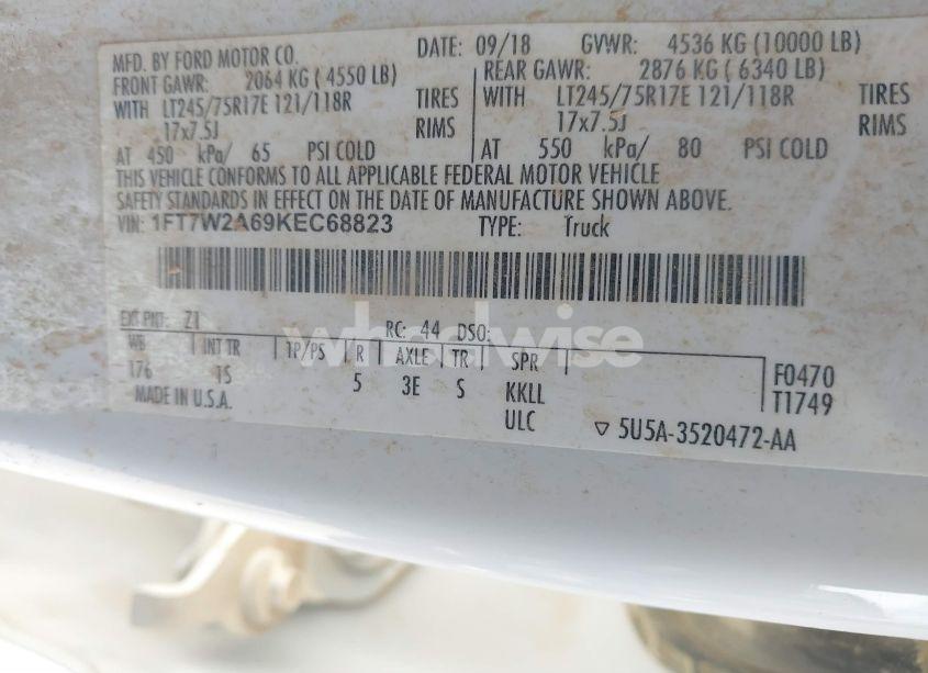 Photo 9 of 2019 Ford F-250 XL (VIN 1FT7W2A69KEC68823)