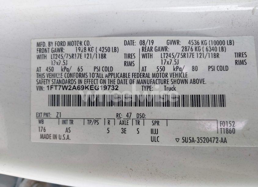 Photo 9 of 2019 Ford F-250 XL (VIN 1FT7W2A69KEG19732)