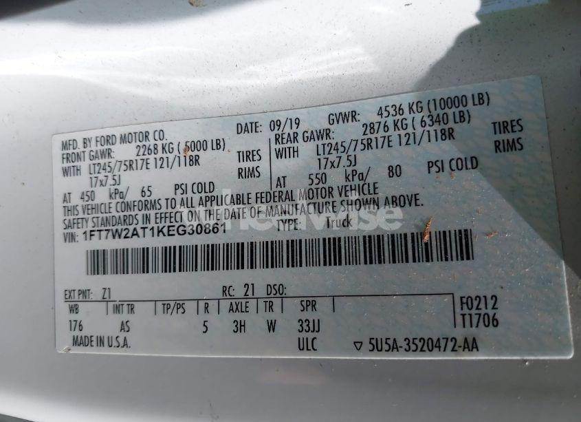 Photo 9 of 2019 Ford F-250 XL (VIN 1FT7W2AT1KEG30861)