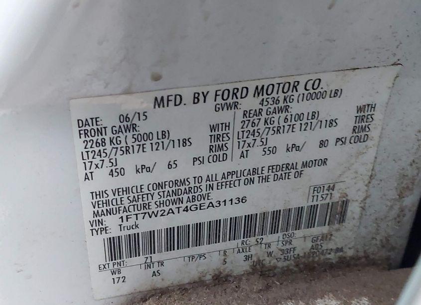 Photo 9 of 2016 Ford F-250 XL (VIN 1FT7W2AT4GEA31136)