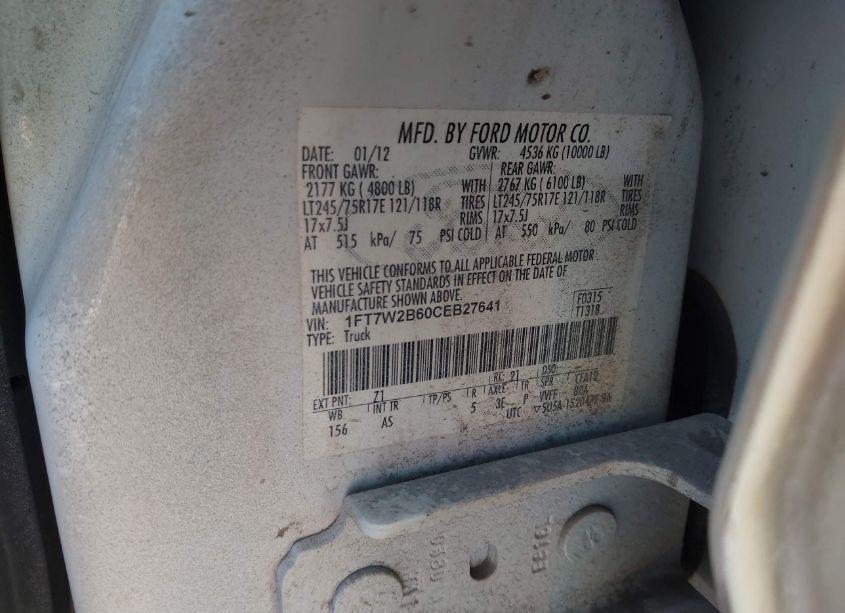 Photo 9 of 2012 Ford F-250 XL (VIN 1FT7W2B60CEB27641)