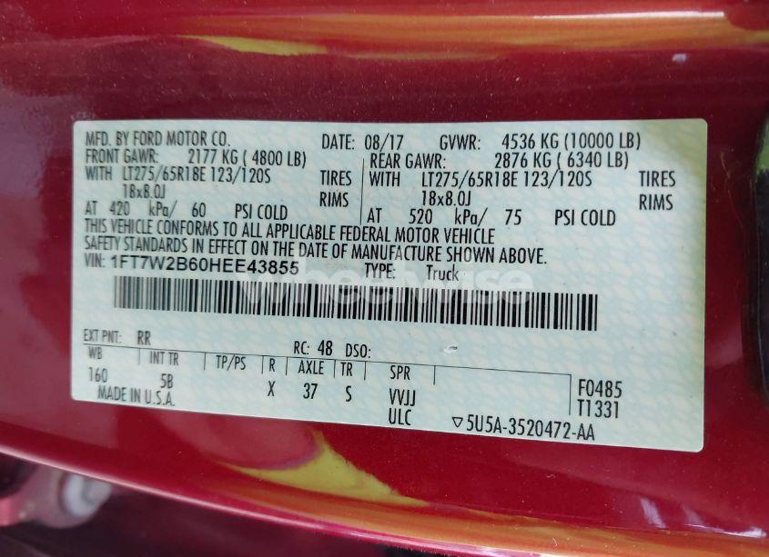 Photo 9 of 2017 Ford F-250 LARIAT (VIN 1FT7W2B60HEE43855)