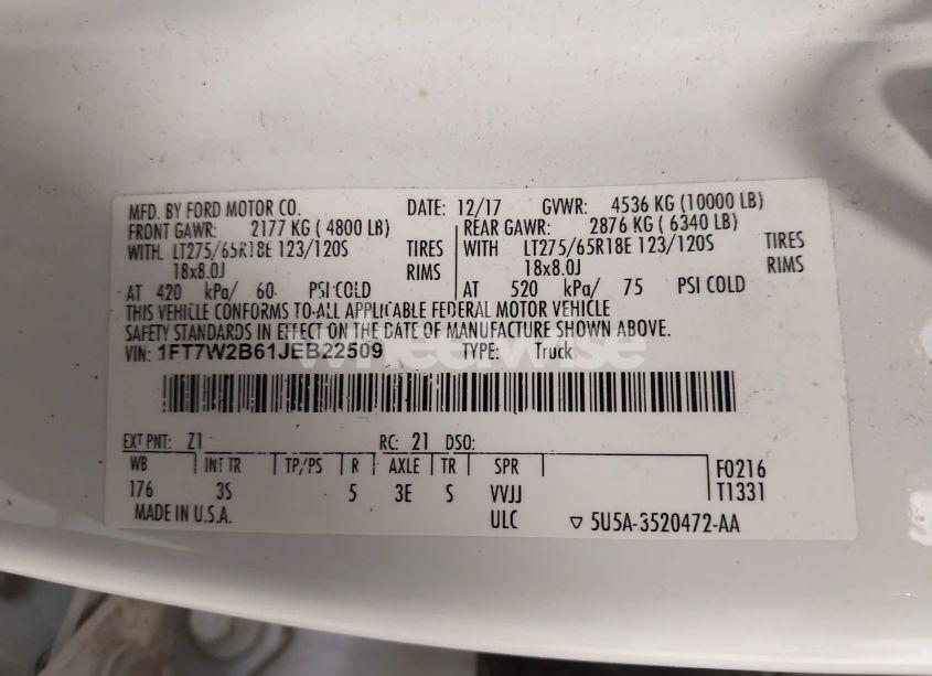 Photo 9 of 2018 Ford F-250 XLT (VIN 1FT7W2B61JEB22509)