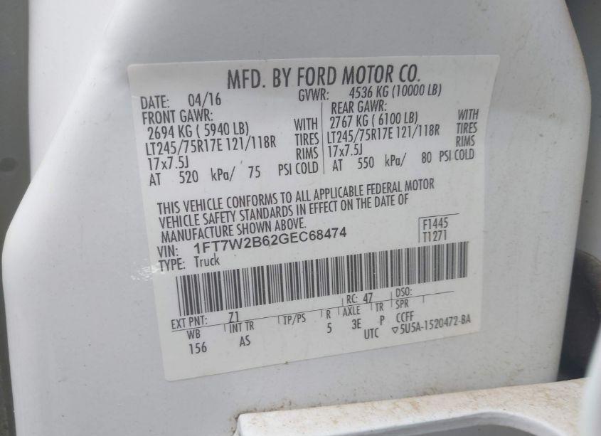 Photo 8 of 2016 Ford F-250 XL (VIN 1FT7W2B62GEC68474)