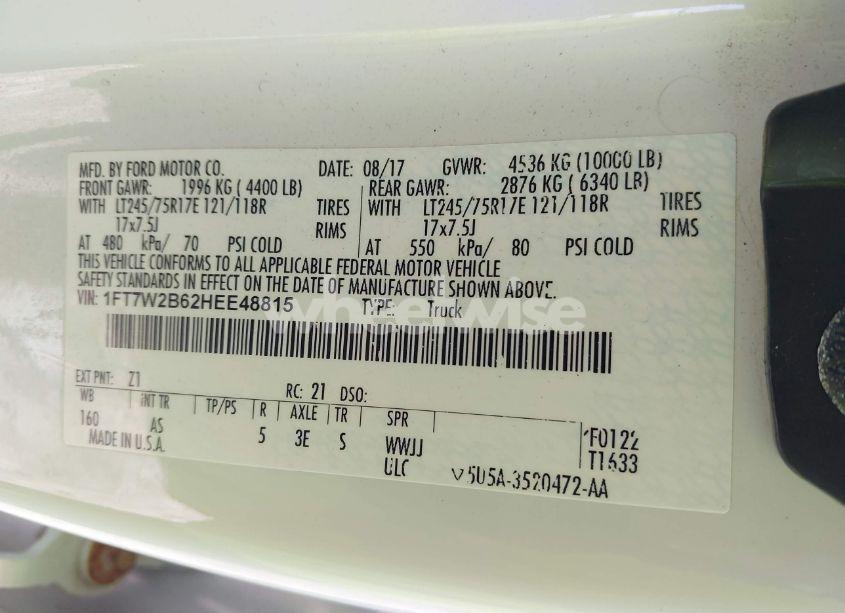 Photo 9 of 2017 Ford F-250 XL (VIN 1FT7W2B62HEE48815)