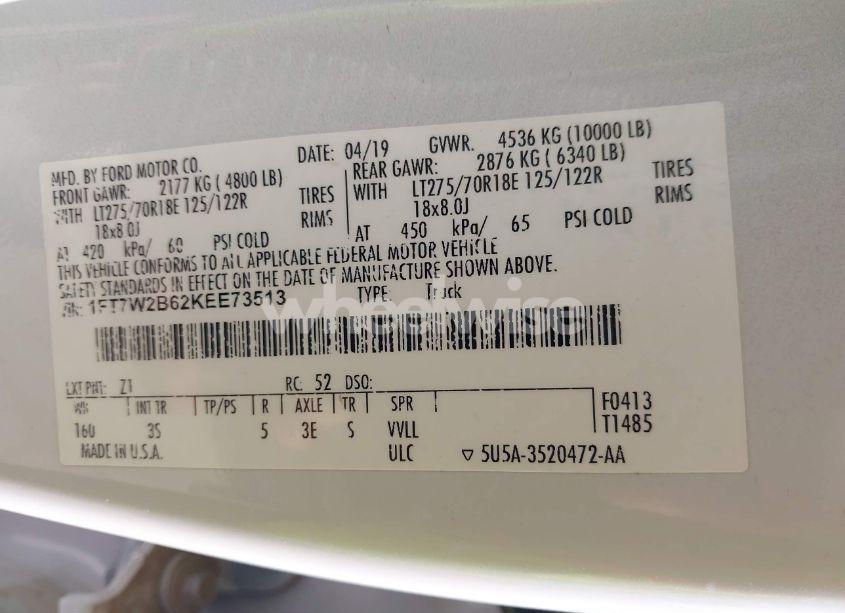 Photo 9 of 2019 Ford F-250 XLT (VIN 1FT7W2B62KEE73513)