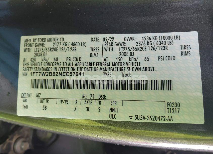 Photo 9 of 2022 Ford F-250 LARIAT (VIN 1FT7W2B62NEE57641)