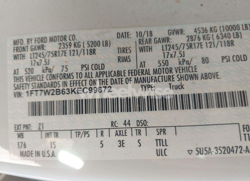 Photo 9 of 2019 Ford F-250 XL (VIN 1FT7W2B63KEC99872)