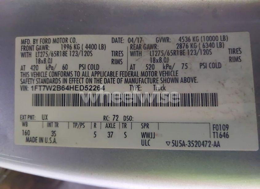 Photo 9 of 2017 Ford F-250 XLT (VIN 1FT7W2B64HED52264)