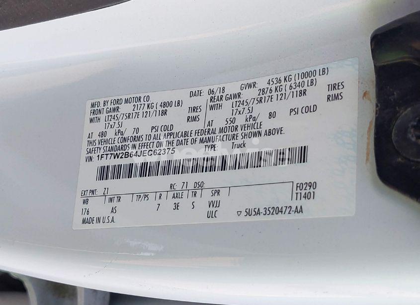 Photo 9 of 2018 Ford F-250 XL (VIN 1FT7W2B64JEC62375)