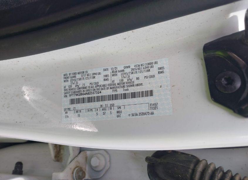 Photo 9 of 2022 Ford F-250 XL (VIN 1FT7W2B64NED37324)