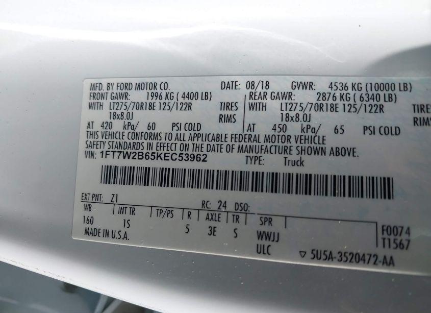 Photo 9 of 2019 Ford F-250 XL (VIN 1FT7W2B65KEC53962)