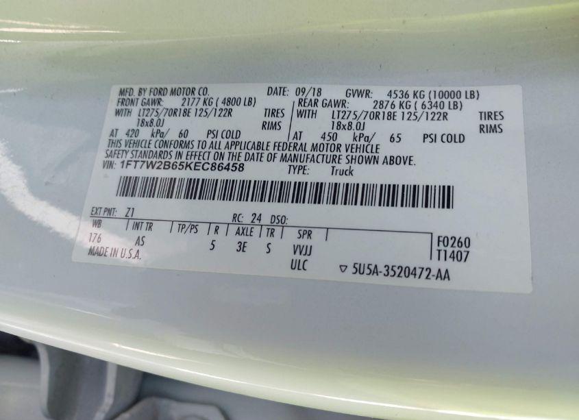 Photo 9 of 2019 Ford F-250 XL (VIN 1FT7W2B65KEC86458)