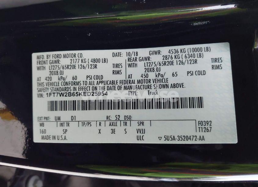 Photo 9 of 2019 Ford F-250 KING RANCH (VIN 1FT7W2B65KED25954)