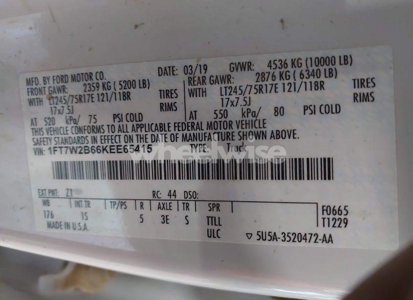 Photo 9 of 2019 Ford F-250 XL (VIN 1FT7W2B66KEE65415)