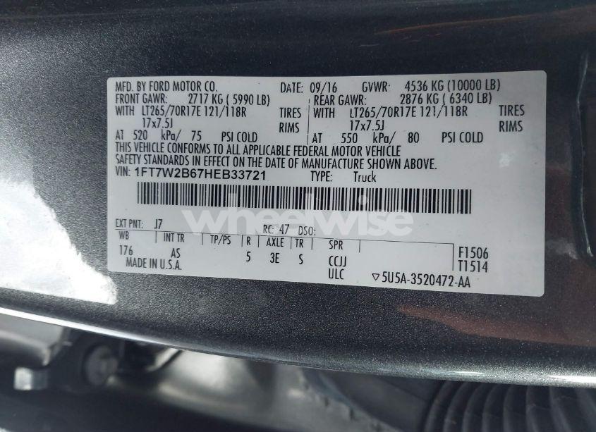 Photo 9 of 2017 Ford F-250 XL (VIN 1FT7W2B67HEB33721)