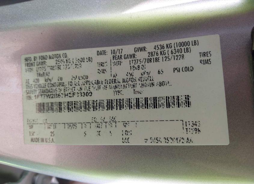 Photo 9 of 2017 Ford F-250 XLT (VIN 1FT7W2B67HEF33309)