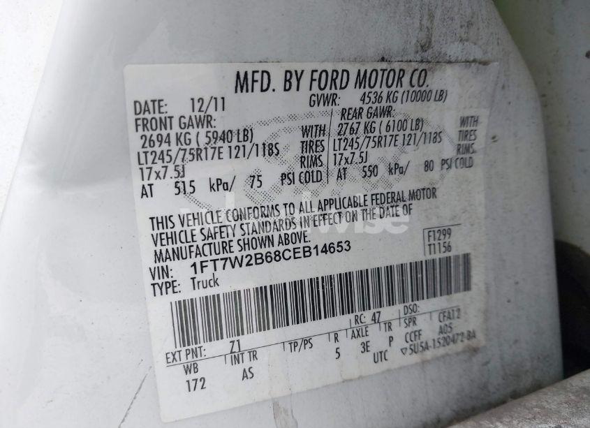 Photo 9 of 2012 Ford F-250 XL (VIN 1FT7W2B68CEB14653)