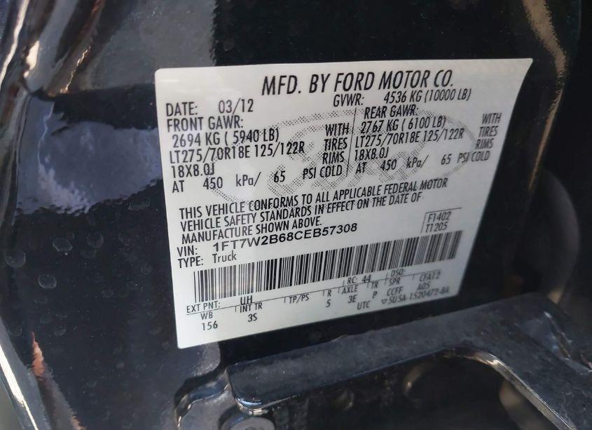 Photo 9 of 2012 Ford F-250 XLT (VIN 1FT7W2B68CEB57308)