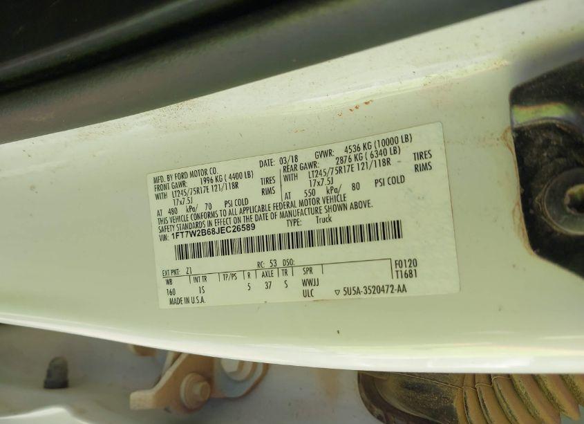 Photo 9 of 2018 Ford F-250 XL (VIN 1FT7W2B68JEC26589)