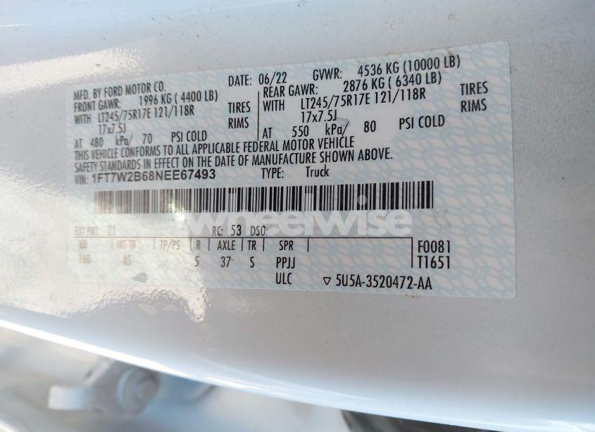 Photo 9 of 2022 Ford F-250 XL (VIN 1FT7W2B68NEE67493)