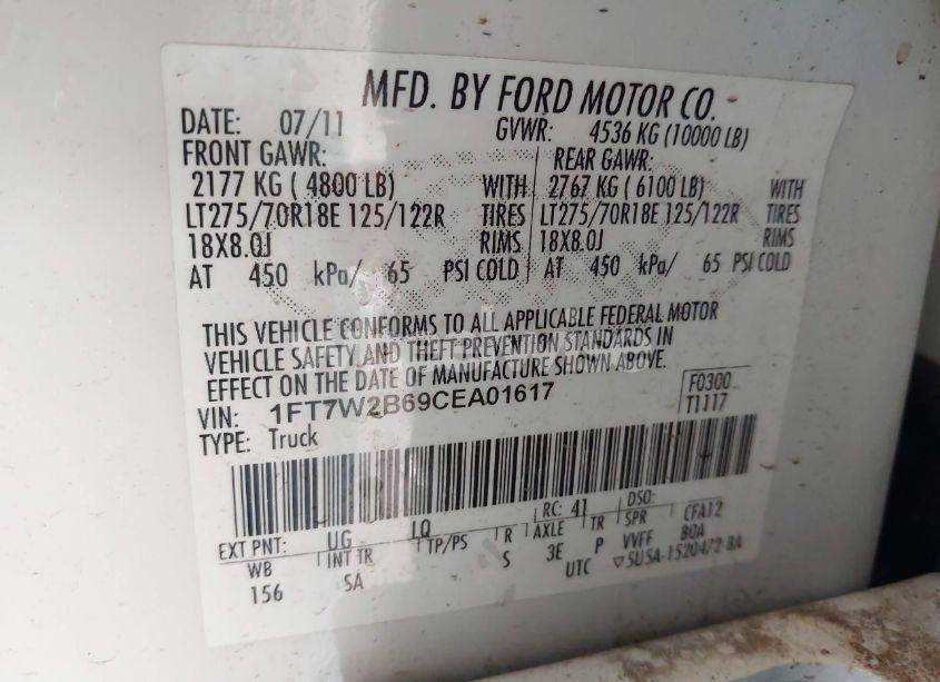 Photo 9 of 2012 Ford F-250 LARIAT (VIN 1FT7W2B69CEA01617)