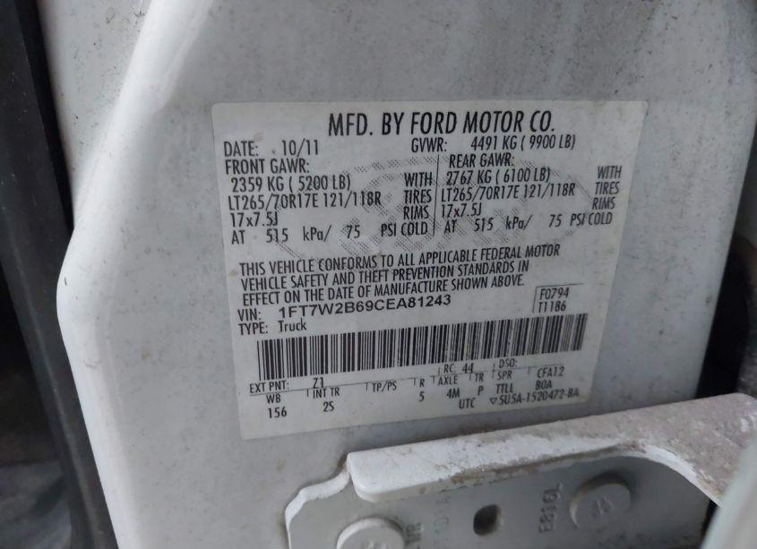 Photo 9 of 2012 Ford F-250 XL (VIN 1FT7W2B69CEA81243)