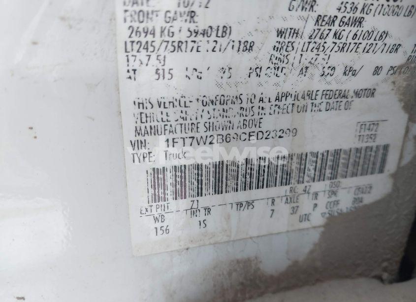 Photo 9 of 2012 Ford F-250 XL (VIN 1FT7W2B69CED23299)