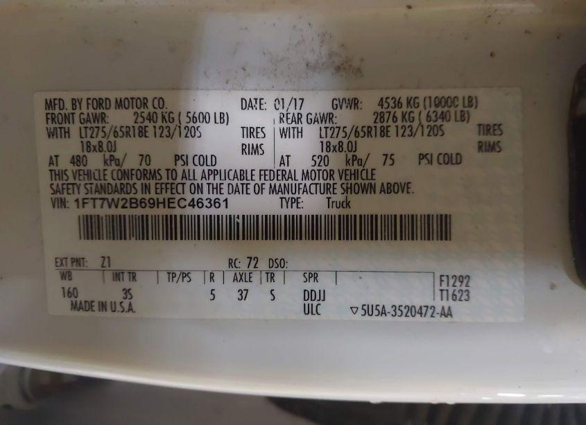 Photo 9 of 2017 Ford F-250 XLT (VIN 1FT7W2B69HEC46361)