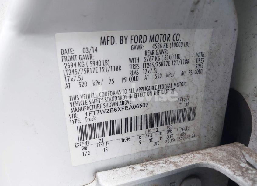 Photo 9 of 2015 Ford F-250 XL (VIN 1FT7W2B6XFEA06507)