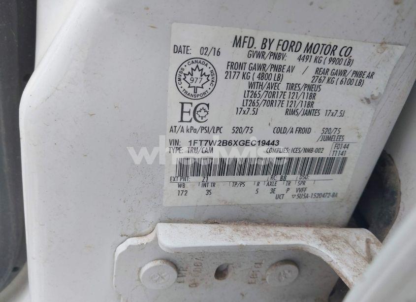 Photo 9 of 2016 Ford F-250 XLT (VIN 1FT7W2B6XGEC19443)