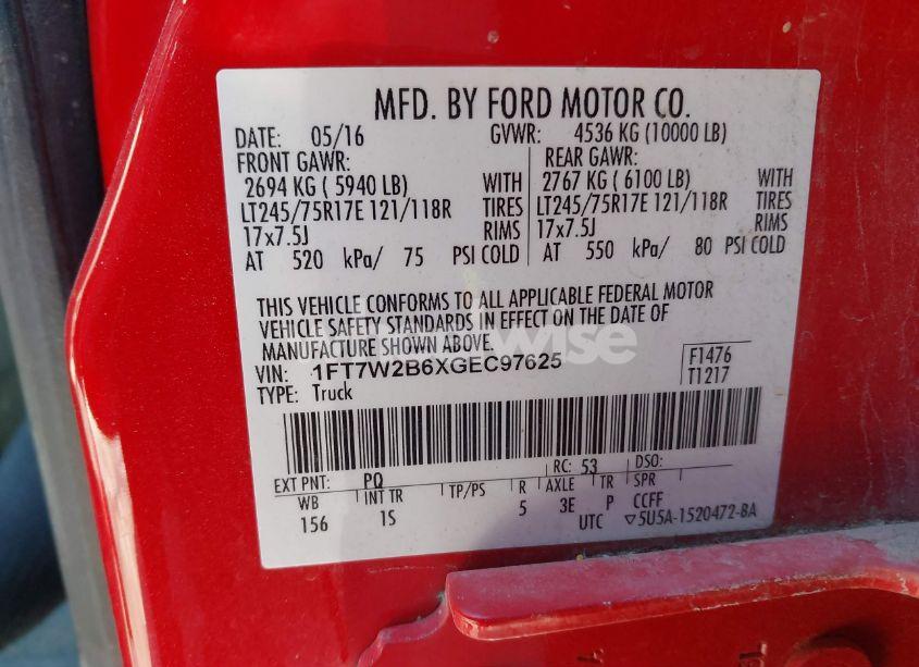 Photo 9 of 2016 Ford F-250 XL (VIN 1FT7W2B6XGEC97625)