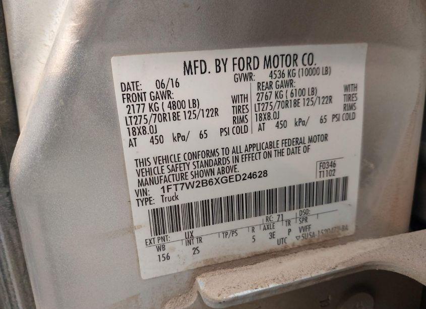 Photo 9 of 2016 Ford F-250 XLT (VIN 1FT7W2B6XGED24628)