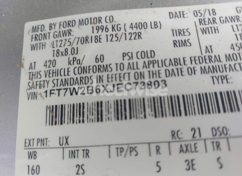 Photo 9 of 2018 Ford F-250 XLT (VIN 1FT7W2B6XJEC73803)