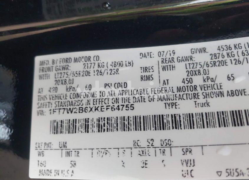 Photo 9 of 2019 Ford F-250 LARIAT (VIN 1FT7W2B6XKEF64755)