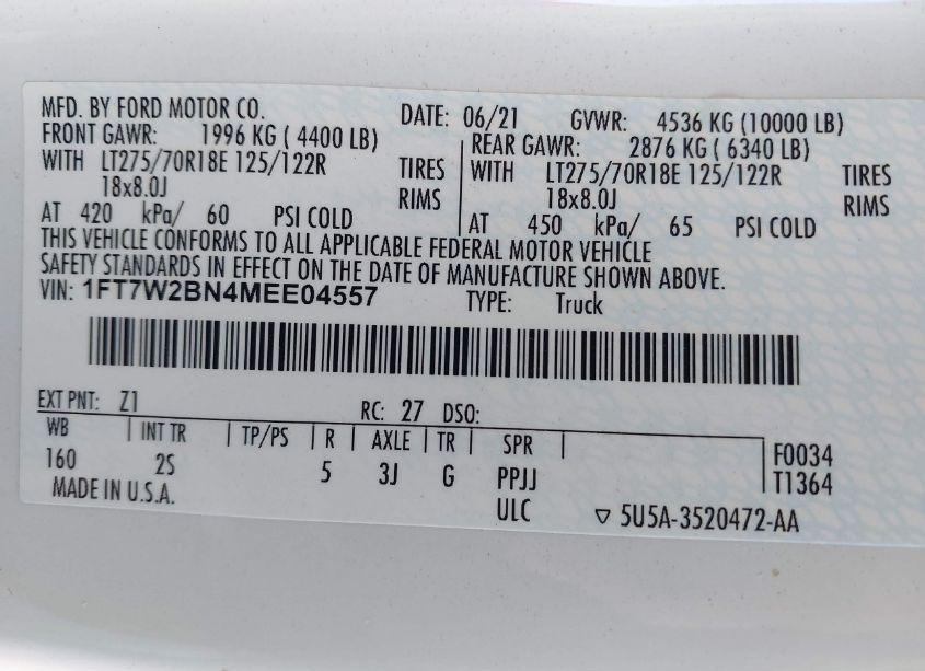 Photo 9 of 2021 Ford F-250 XLT (VIN 1FT7W2BN4MEE04557)