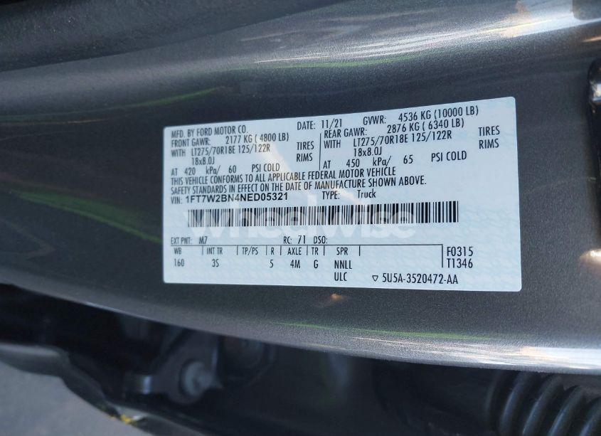 Photo 9 of 2022 Ford F-250 XLT (VIN 1FT7W2BN4NED05321)