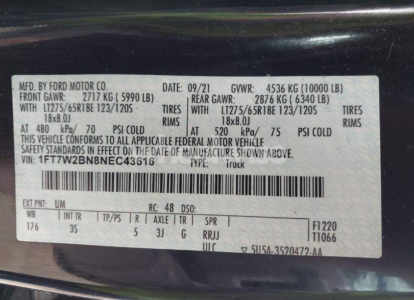 Photo 9 of 2022 Ford F-250 XLT (VIN 1FT7W2BN8NEC43616)