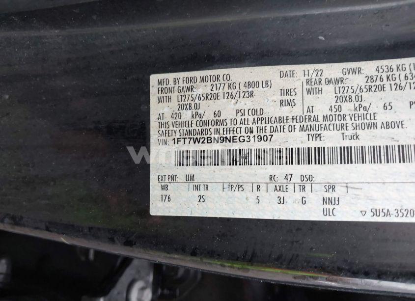 Photo 9 of 2022 Ford F-250 XLT (VIN 1FT7W2BN9NEG31907)