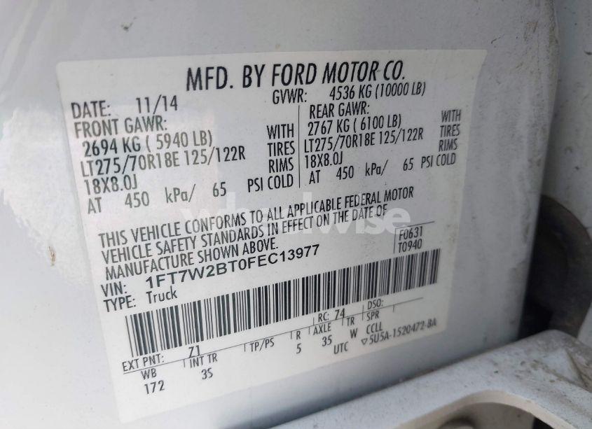 Photo 9 of 2015 Ford F-250 XLT (VIN 1FT7W2BT0FEC13977)