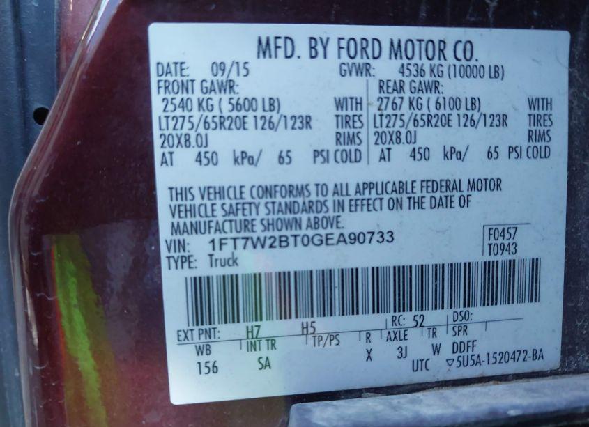 Photo 9 of 2016 Ford F-250 LARIAT (VIN 1FT7W2BT0GEA90733)