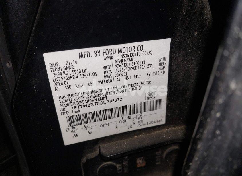 Photo 9 of 2016 Ford F-250 LARIAT (VIN 1FT7W2BT0GEB83672)