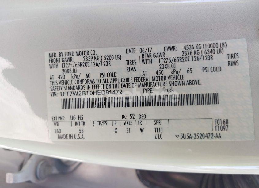 Photo 9 of 2017 Ford F-250 LARIAT (VIN 1FT7W2BT0HED91472)