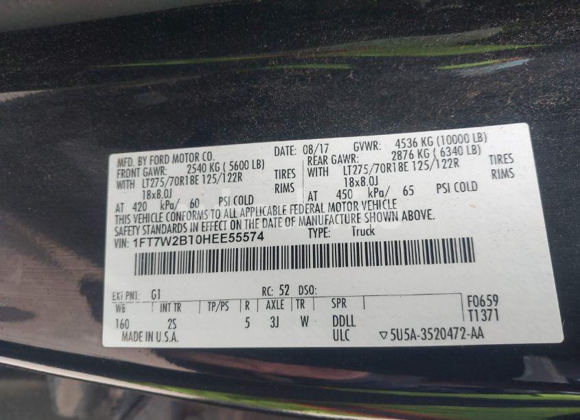Photo 9 of 2017 Ford F-250 XLT (VIN 1FT7W2BT0HEE55574)