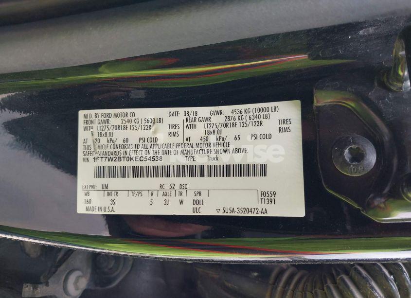 Photo 9 of 2019 Ford F-250 XLT (VIN 1FT7W2BT0KEC54538)