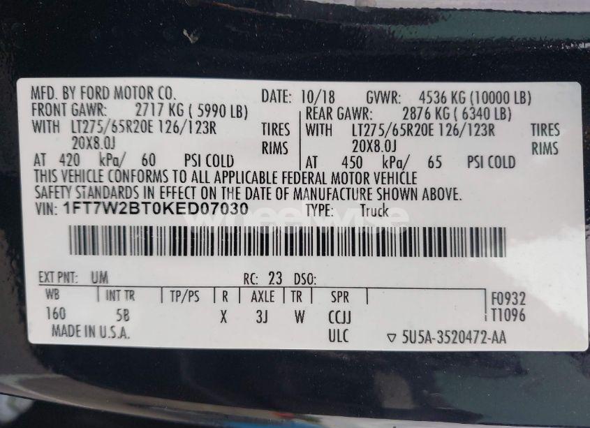 Photo 9 of 2019 Ford F-250 LARIAT (VIN 1FT7W2BT0KED07030)