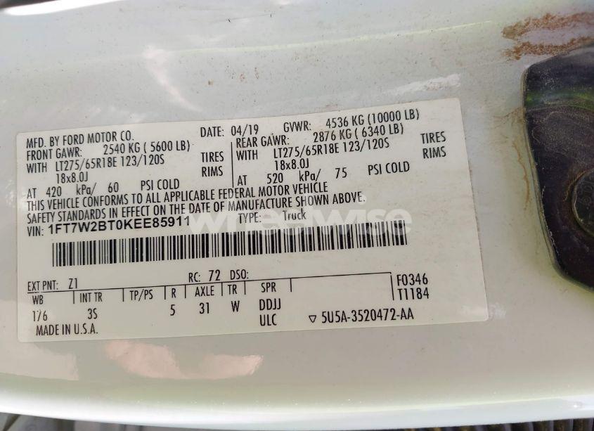 Photo 9 of 2019 Ford F-250 XLT (VIN 1FT7W2BT0KEE85911)