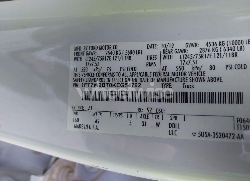 Photo 9 of 2019 Ford F-250 XL (VIN 1FT7W2BT0KEG54762)