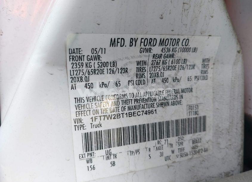 Photo 9 of 2011 Ford F-250 LARIAT (VIN 1FT7W2BT1BEC74961)