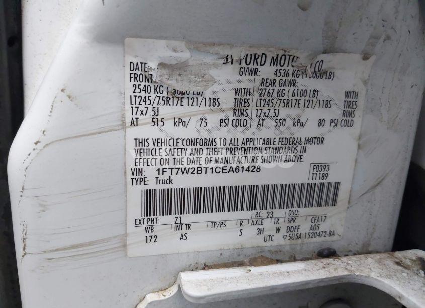 Photo 9 of 2012 Ford F-250 XL (VIN 1FT7W2BT1CEA61428)